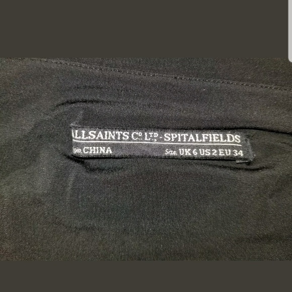 All Saints Black Drape Stretch Bodycon Dress 2 - Picture 6 of 8